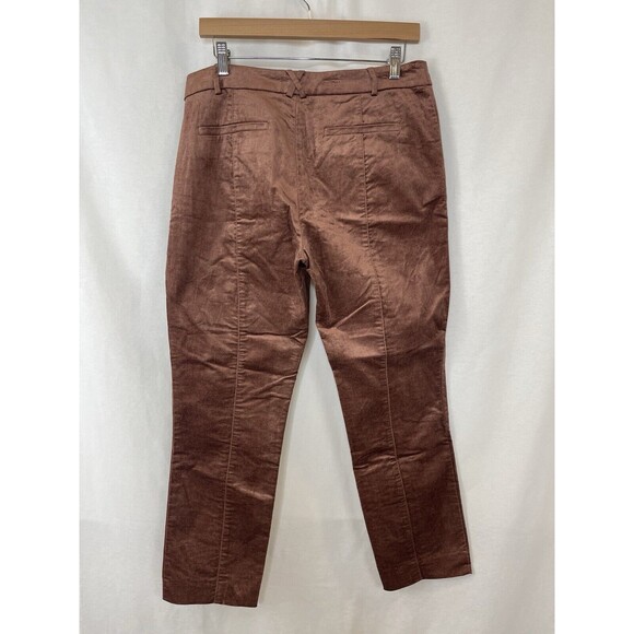 Anthropologie Womens 10 Pants Essential Slim Velvet Copper Brown Ankle Office - Picture 7 of 10